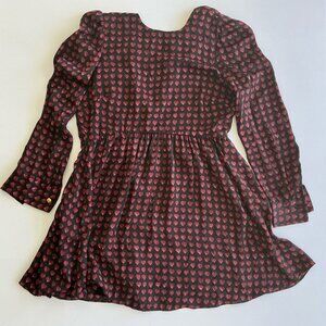ZARA WOMAN Red Heart Print Peplum Long Sleeve Dress with Built-in Shorts – MED